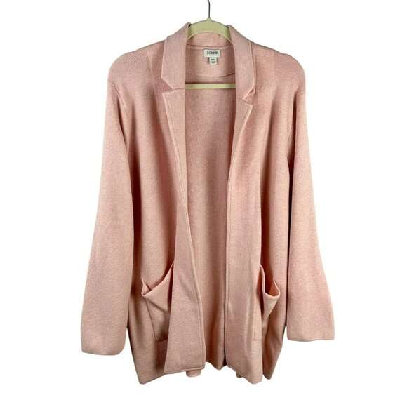 J Crew Factory Sweater Blazer Women XXL Pink 100% Cotton Pockets Cardigan Work - Picture 1 of 8